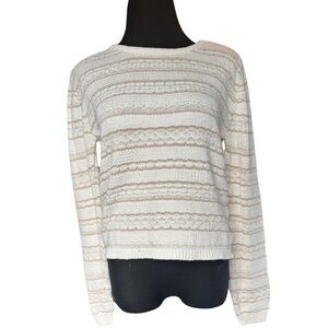 Vintage Appleseed’s Cream and Tan Striped Knit Sweater
